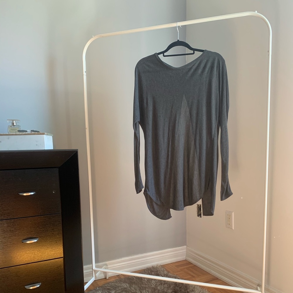Grey, open back long sleeve.